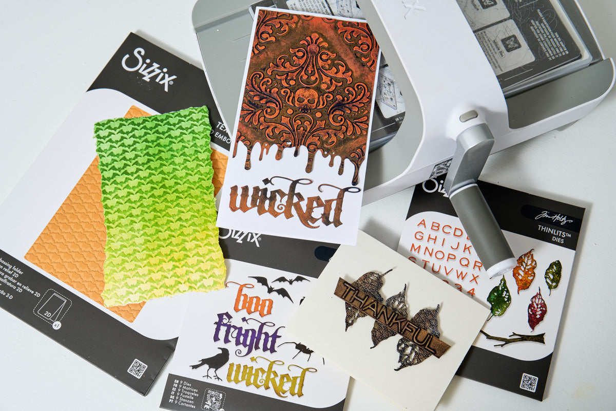 Sizzix Multi-Level Texture Fades A6 Embossing Folder by Tim Holtz Vault Skull