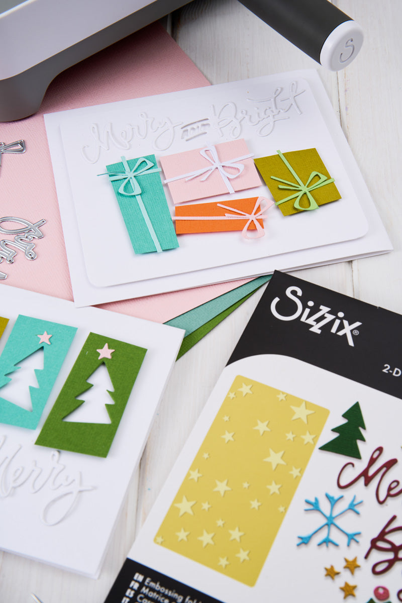 Sizzix Tim Holtz 2D Texture Fades Embossing Folder W/17PK Thinlits Set – Vault Side-Order Merry + Bright