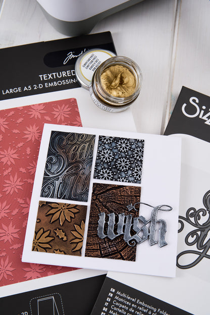 Sizzix Tim Holtz Multi Level Texture Fades A6 Embossing Folder - Vault Seasons Greetings