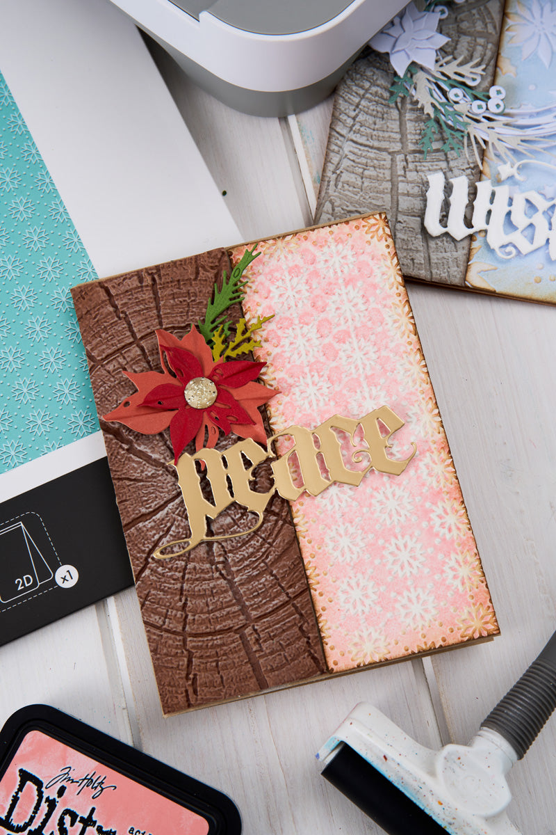Sizzix Tim Holtz 2D Texture Fades A5 Embossing Folder - Vault Holly Poinsettia