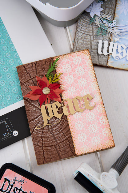 Sizzix Tim Holtz 2D Texture Fades A5 Embossing Folder - Vault Holly Poinsettia