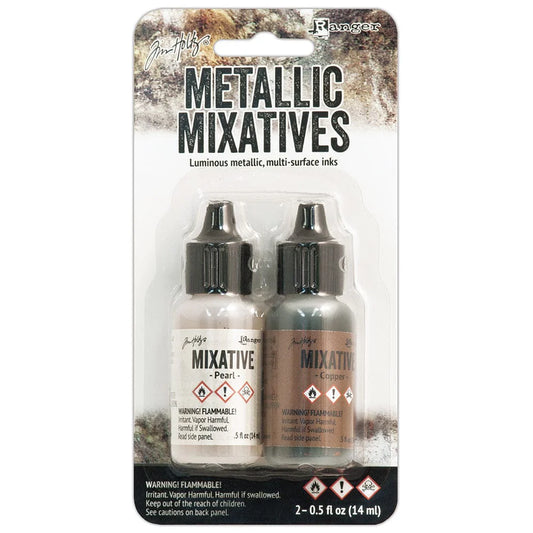 Ranger Tim Holtz Alcohol Ink Metallic Mixatives .5oz 2 Pcs - Pearl & Copper