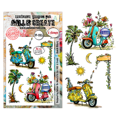 TP-1185 - A6 Stamp Set - Beach Bikers
