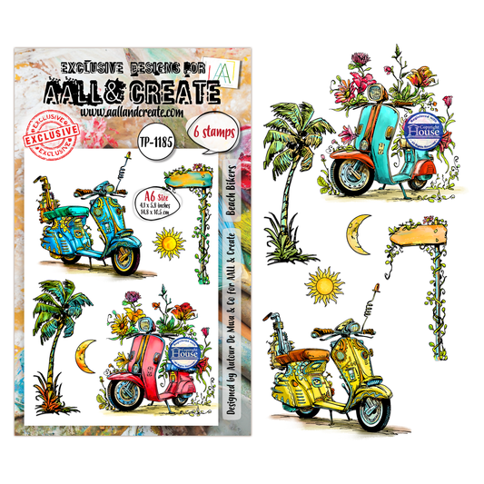 TP-1185 - A6 Stamp Set - Beach Bikers