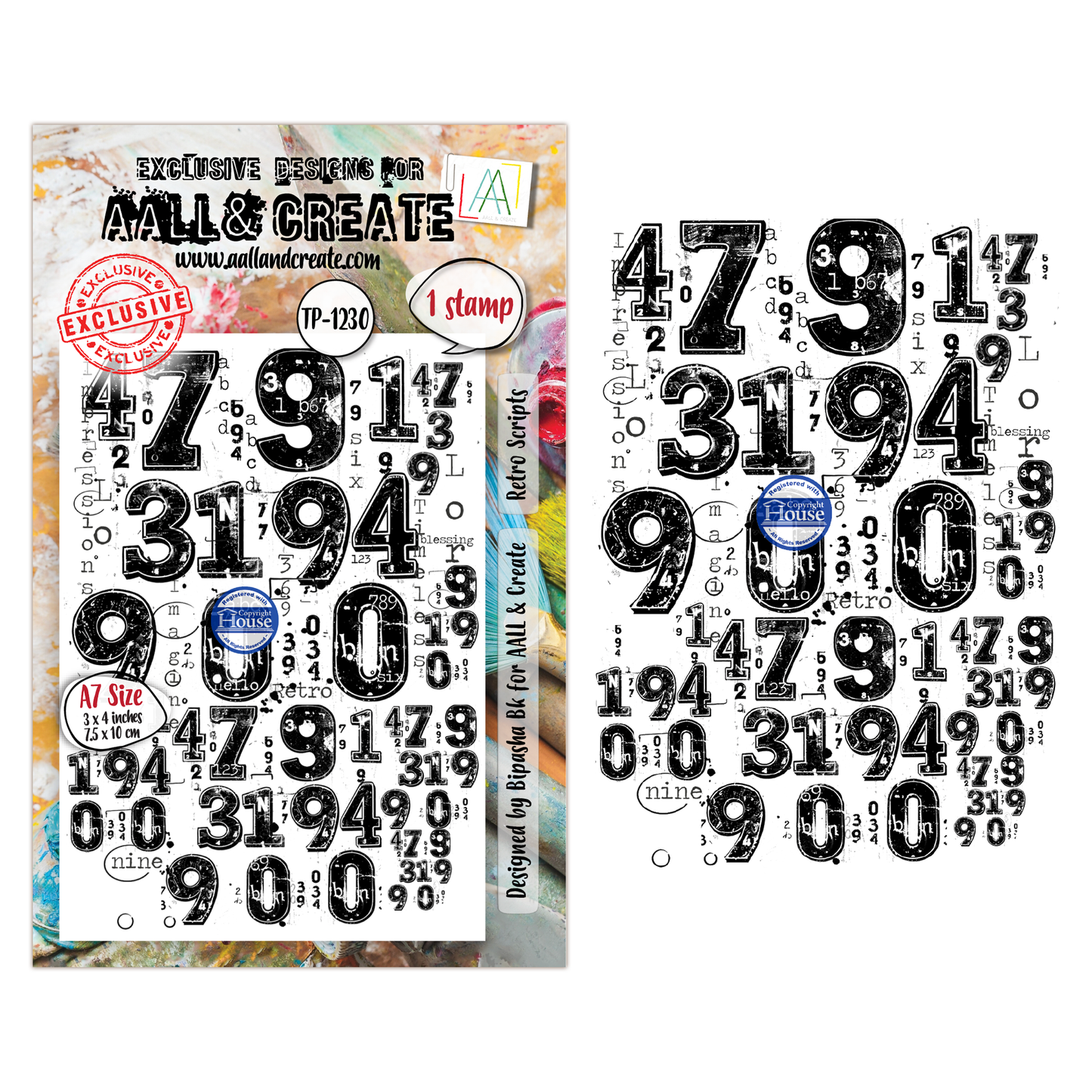 TP-1230 - A7 Stamp Set - Retro Scripts