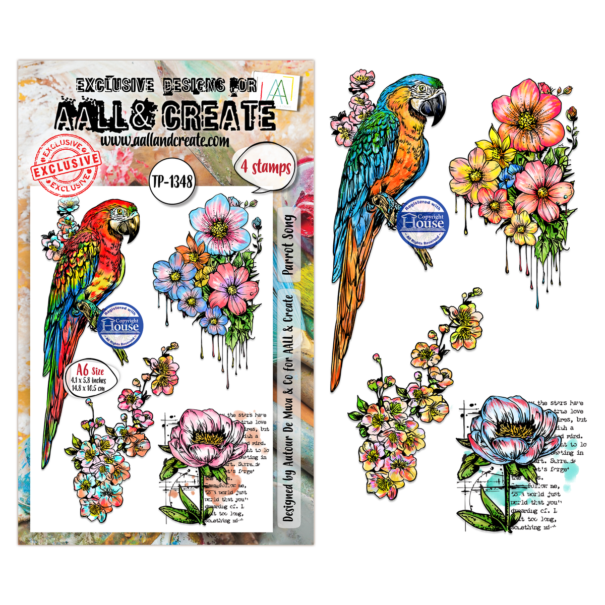 TP-1348 - A6 Stamp Set - Parrot Song