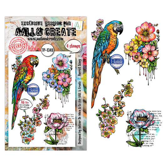 TP-1348 - A6 Stamp Set - Parrot Song