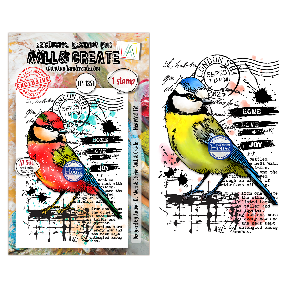 TP-1351 - A7 Stamp Set - Hearted Tit