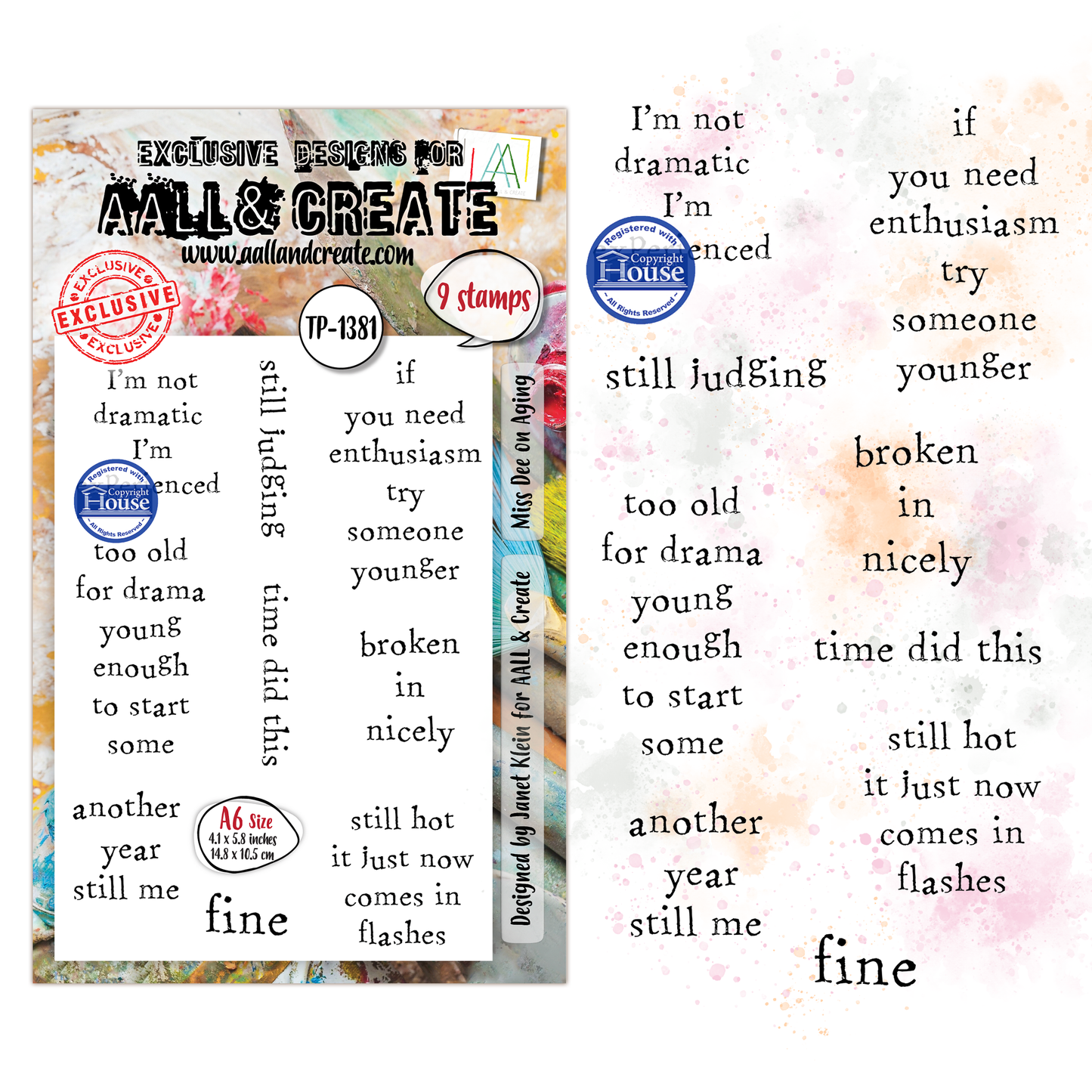 TP-1381 - A6 Stamp Sets - Miss Dee on Aging