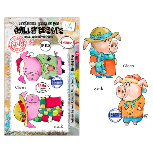 TP-1387 - A7 Stamp Set - Holiday Pigs