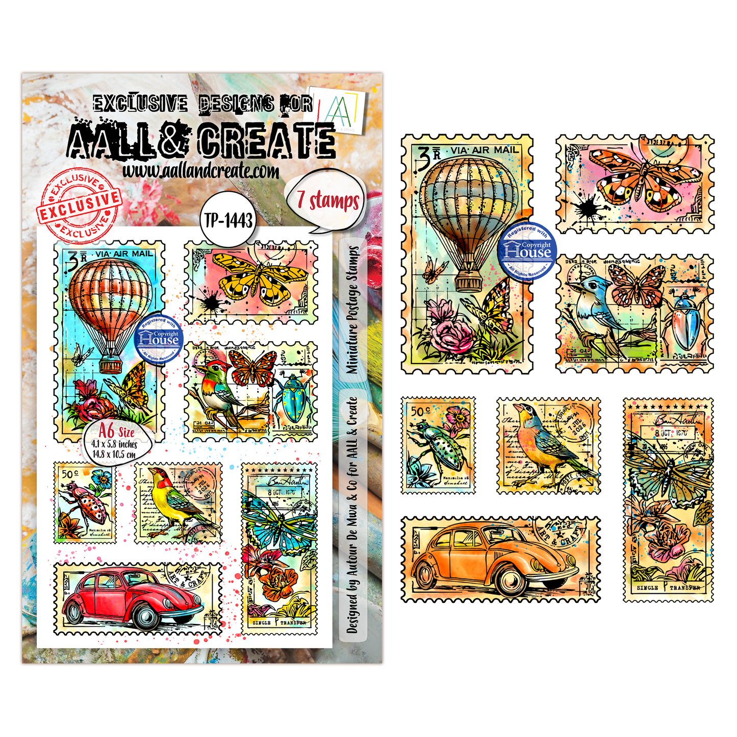 TP-1443 - A6 Stamp Sets - Miniature Postage Stamps
