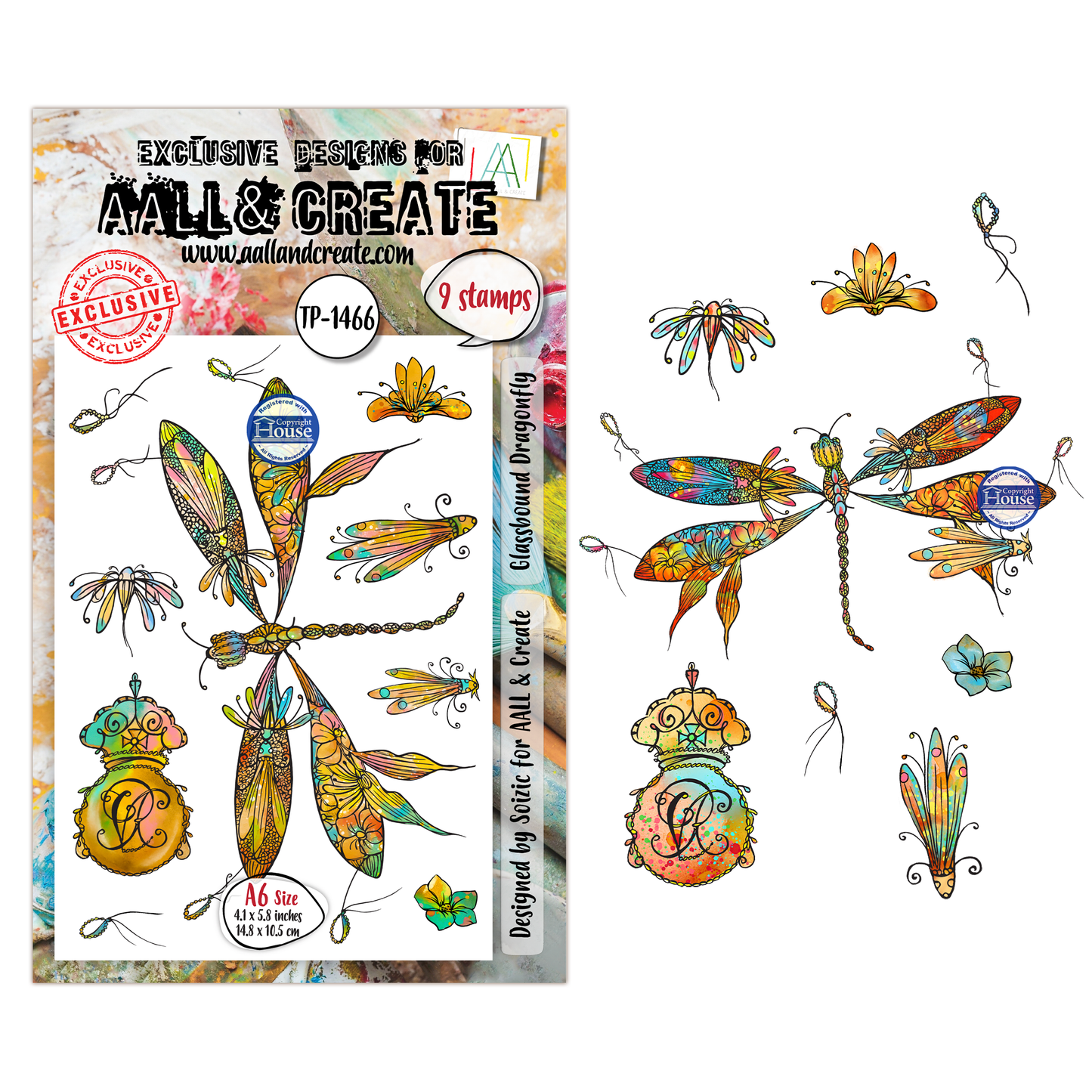 TP-1466 - A6 Stamp Sets - Glassbound Dragonfly
