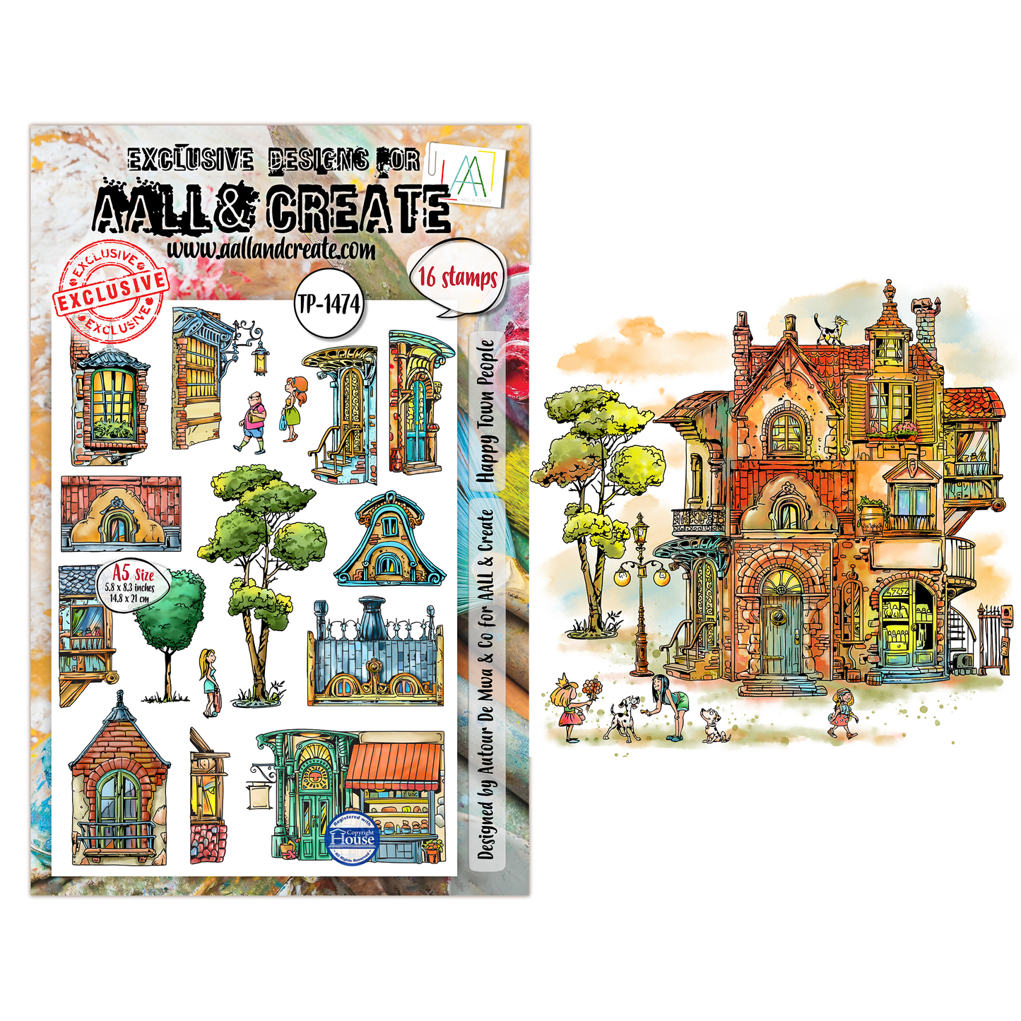 TP-1474 - A5 Stamp Set - Happy Town People