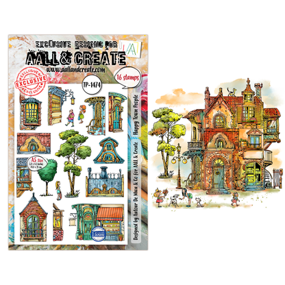 TP-1474 - A5 Stamp Set - Happy Town People