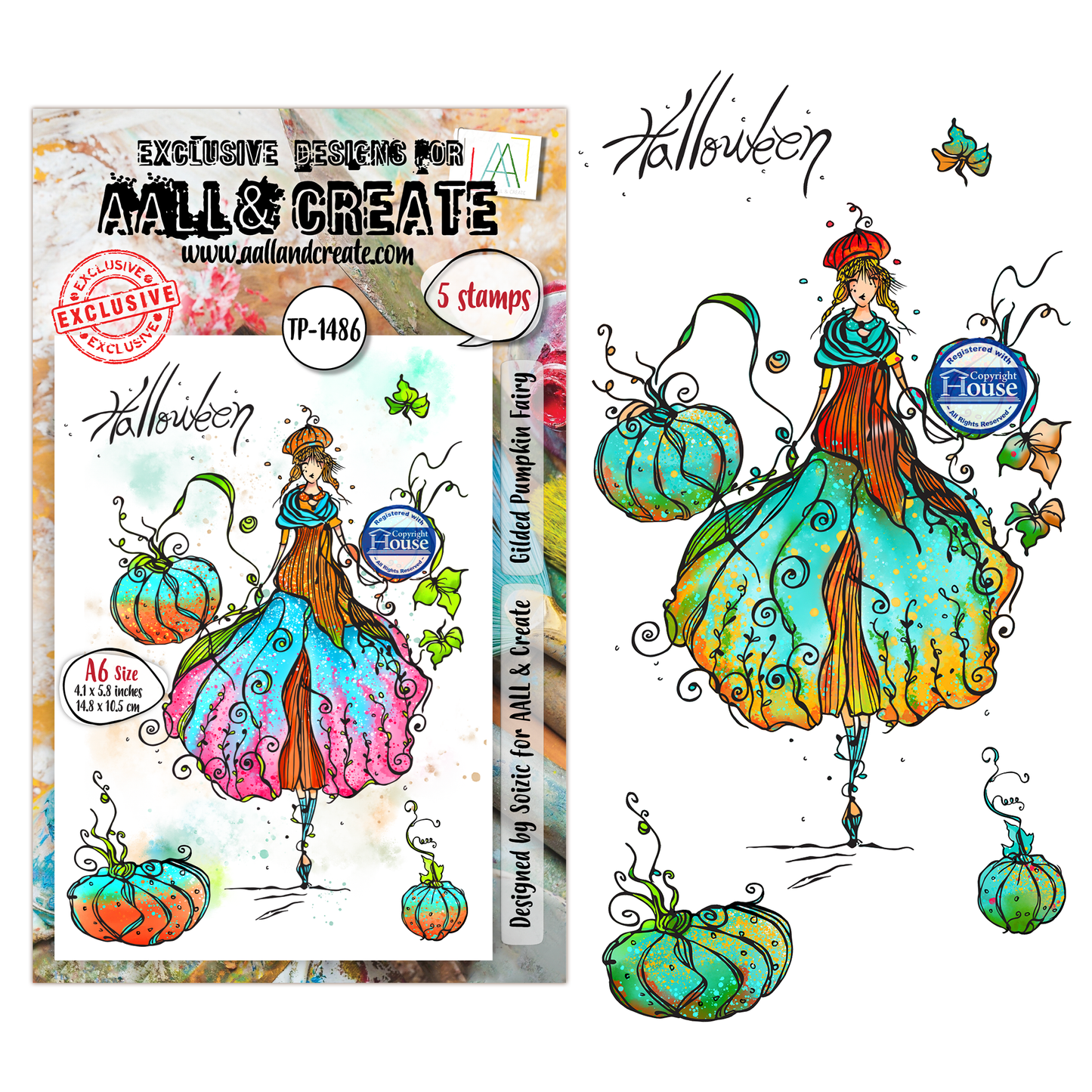 TP-1486 - A6 Stamp Set - Gilded Pumpkin Fairy