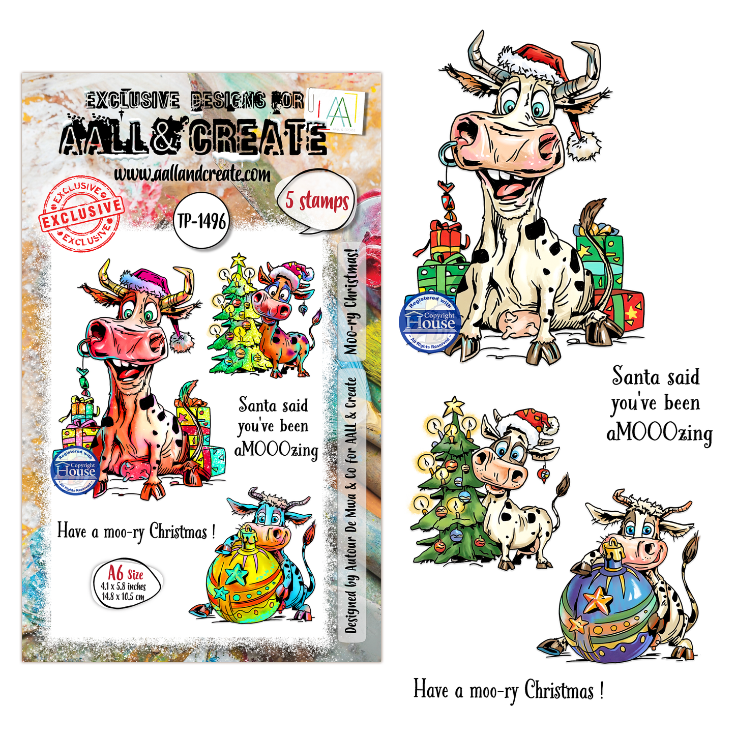TP-1496 - A6 Stamp Set - Moo-ry Christmas!