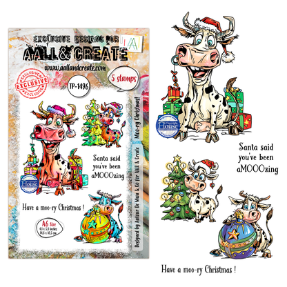 TP-1496 - A6 Stamp Set - Moo-ry Christmas!