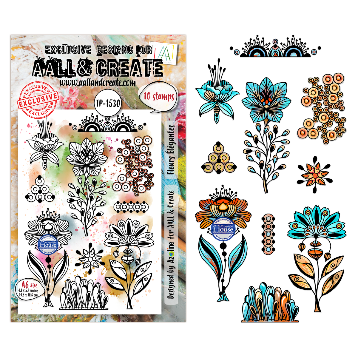 TP-1530 - A6 Stamp Set - Fleurs Élégantes