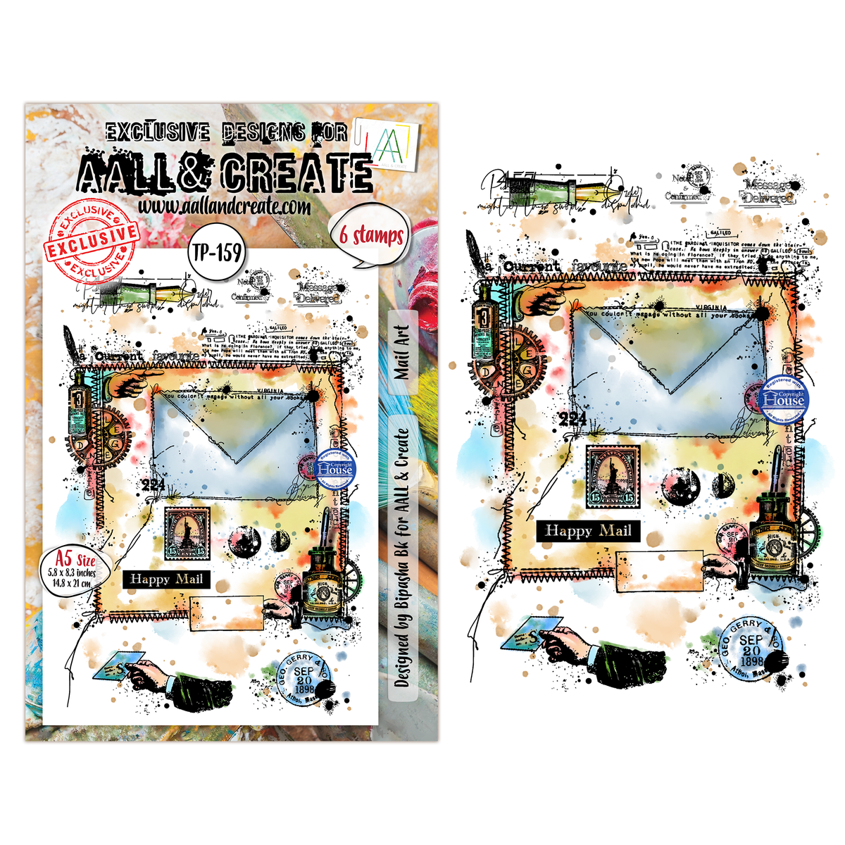 TP-159 - A5 Clear Stamp Set - Mail Art