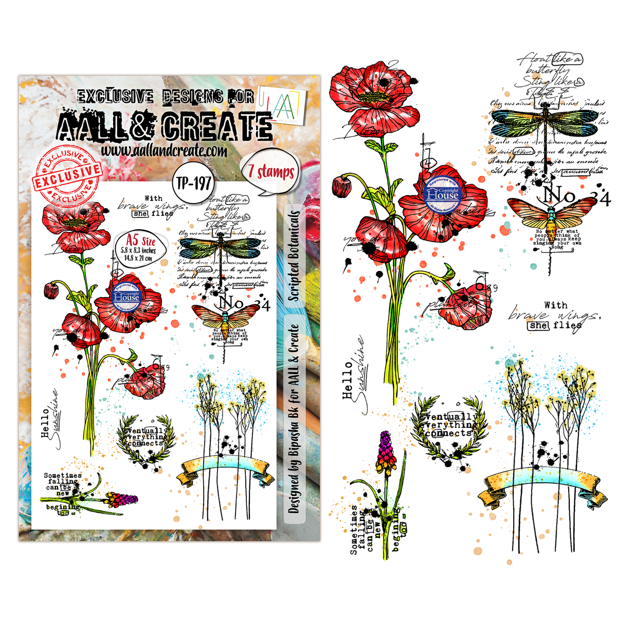 TP-197 - A5 Clear Stamp Set - Scripted Botanicals