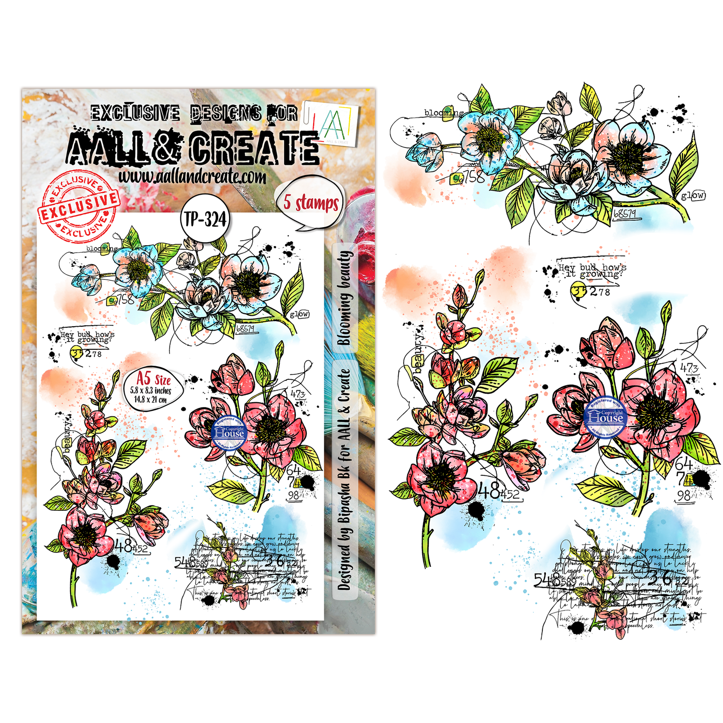 TP-324 - A5 Clear Stamp Set - Blooming Beauty