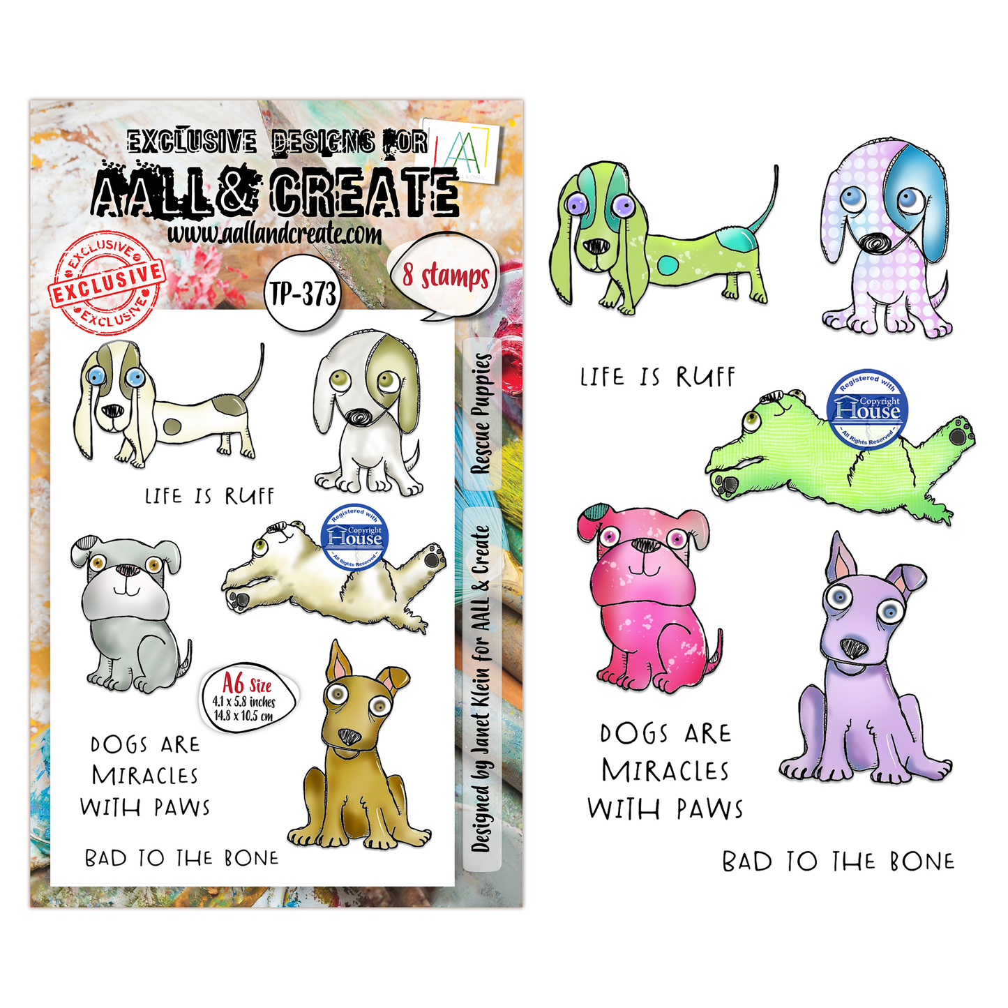 TP-373 - A6 Clear Stamp Set - Rescue Puppies