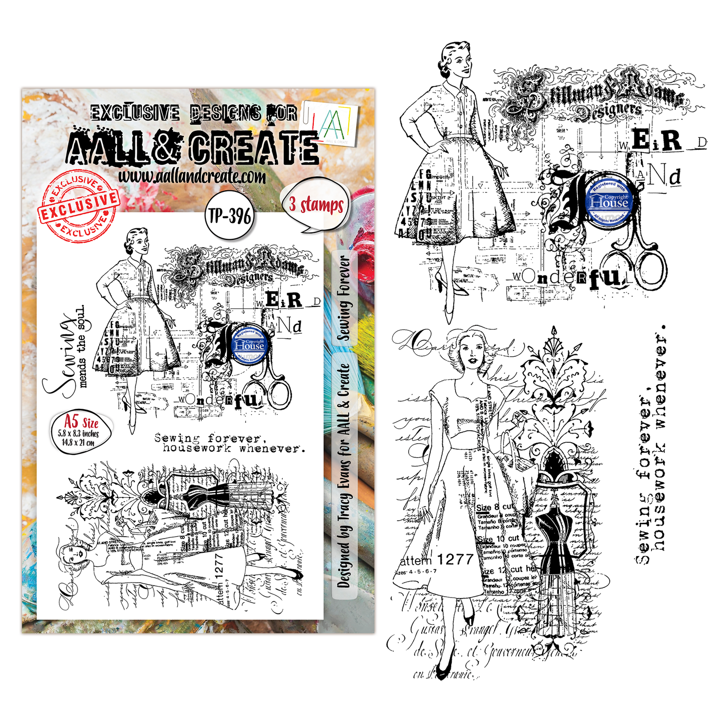 TP-396 - A5 Clear Stamp Set - Sewing Forever