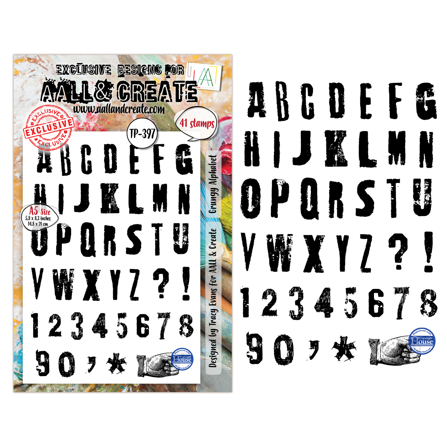TP-397 - A5 Clear Stamp Set - Grungy Alphabet