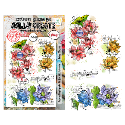 TP-441 - A5 Clear Stamp Set - Lotus Clusters