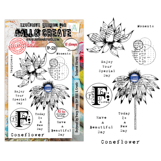 TP-531 - A5 Clear Stamp Set - Textured Florals