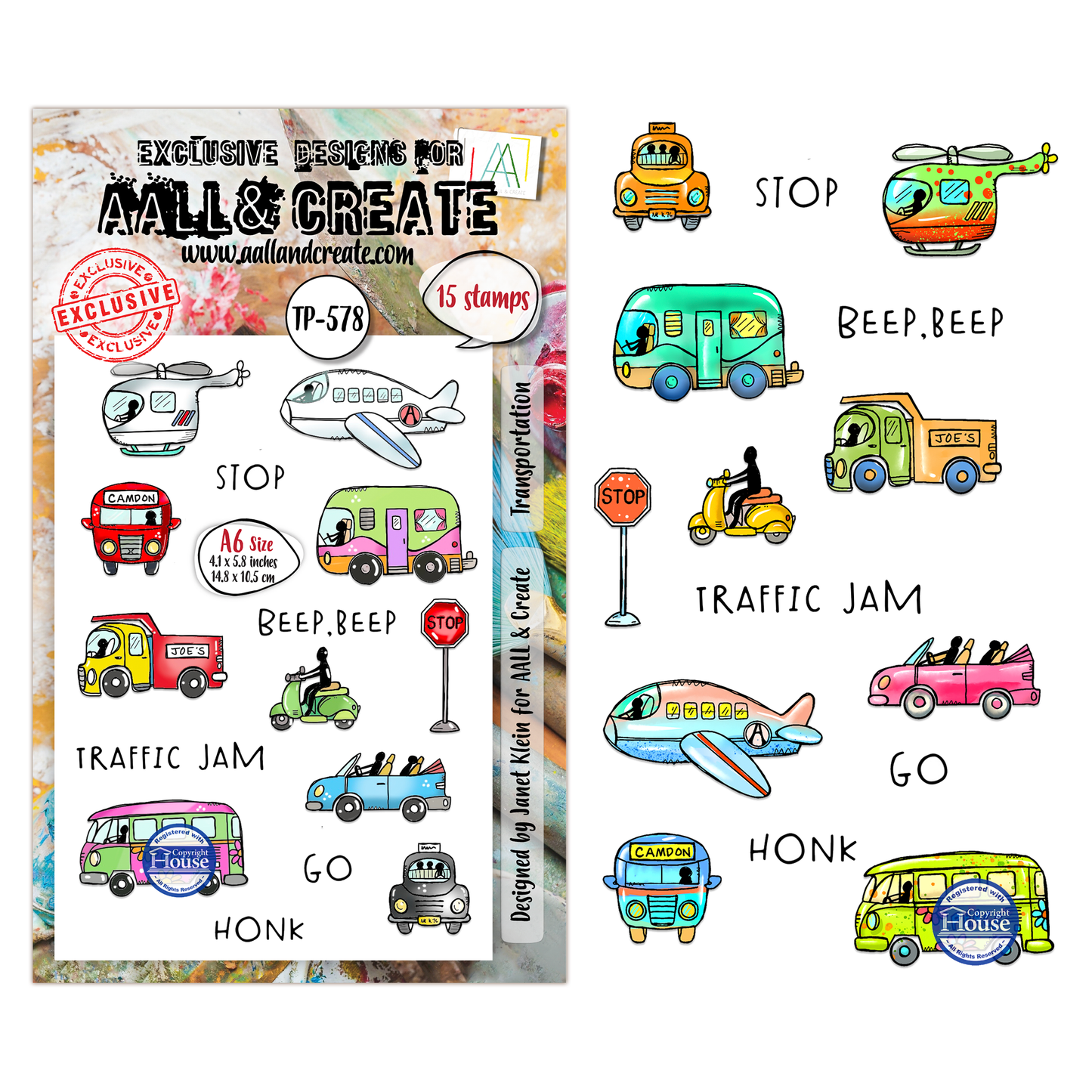 TP-578 - A6 Clear Stamp Set - Transportation