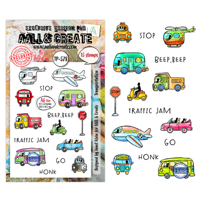 TP-578 - A6 Clear Stamp Set - Transportation