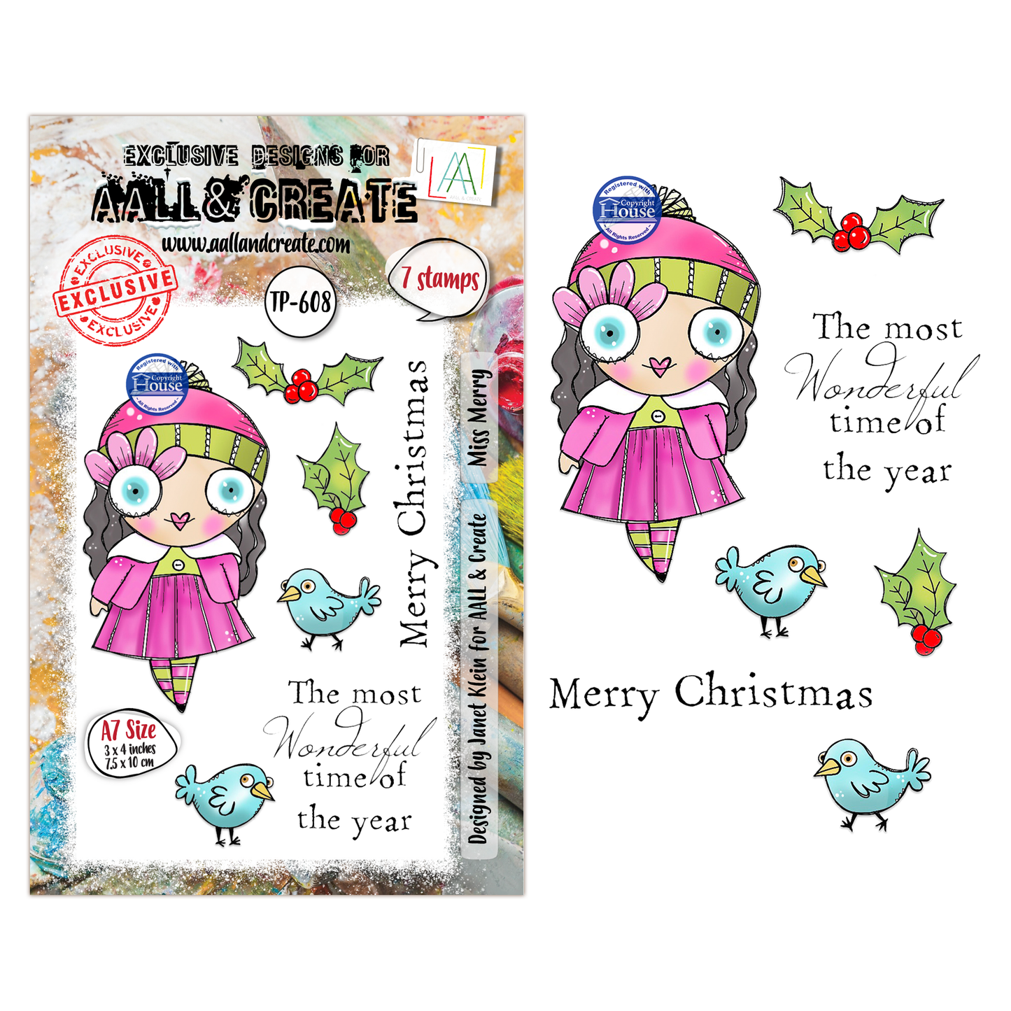 TP-608 - A7 Clear Stamp Set - Miss Merry