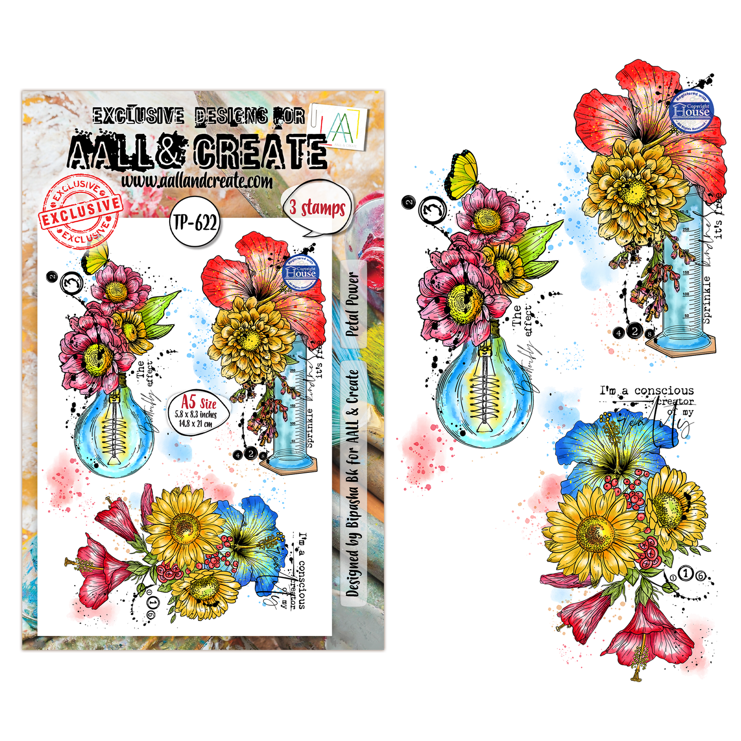 TP-622 - A5 Clear Stamp Set - Petal Power