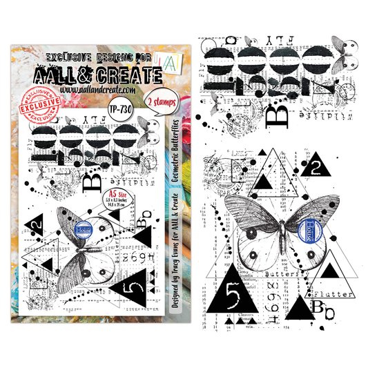TP-730 - A5 Clear Stamp Set - Geometric Butterflies