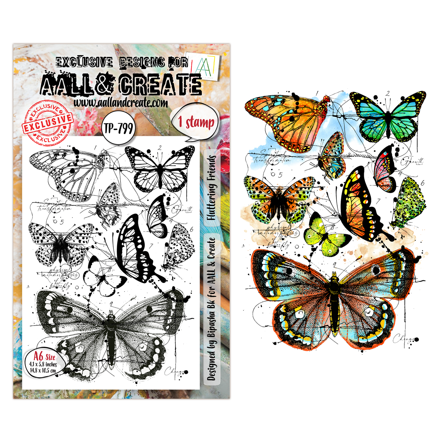 TP-799 - A6 Clear Stamp Set - Fluttering Friends