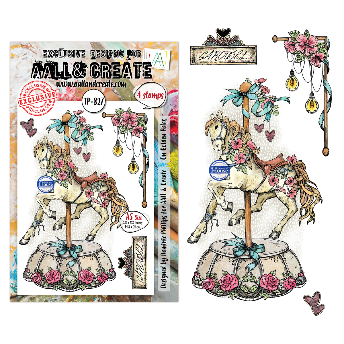 TP-827- A5 Clear Stamp Set - On Golden Poles