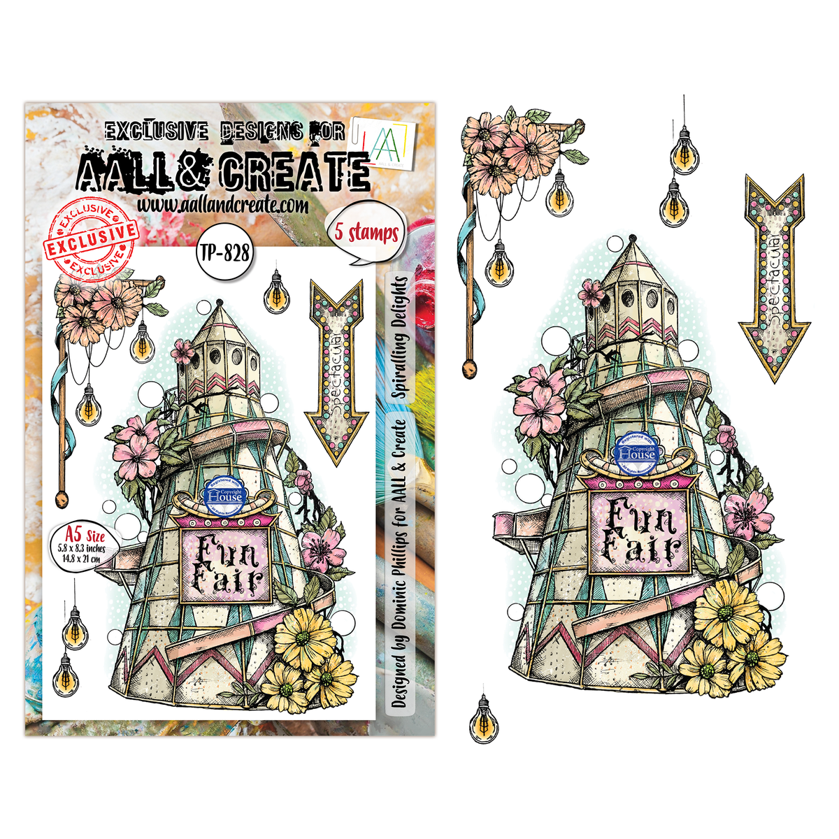TP-828 - A5 Clear Stamp Set - Spiralling Delights