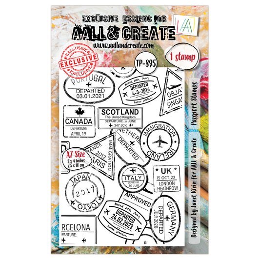 TP-895 - A7 Clear Stamp Set - Passport Stamps