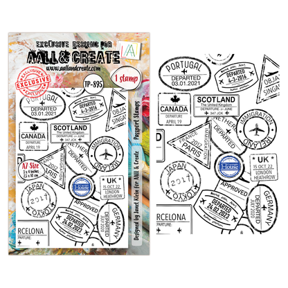 TP-895 - A7 Clear Stamp Set - Passport Stamps