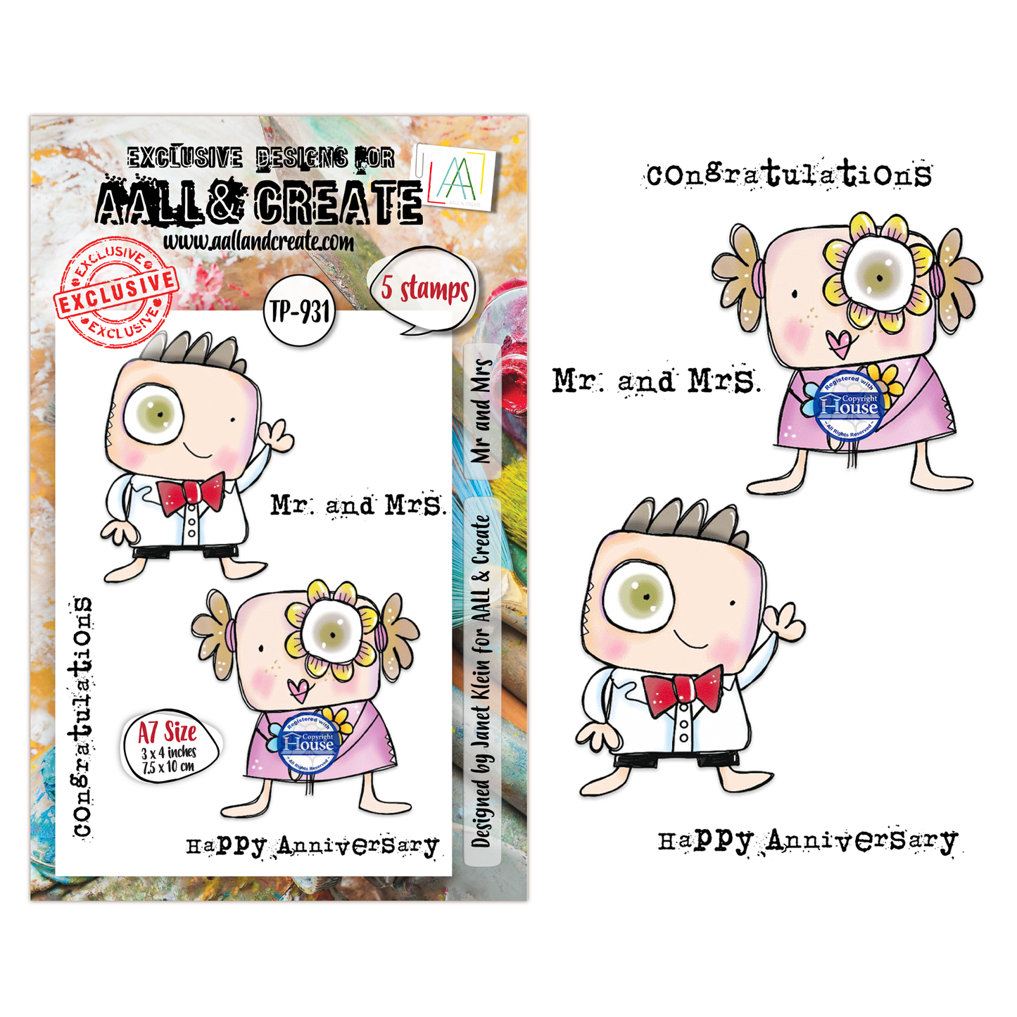 TP-931 - A7 Stamp Set - Mr & Mrs
