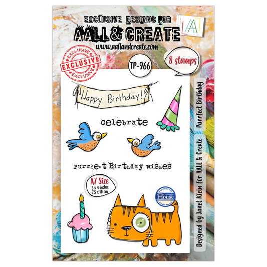 TP-966 - A7 Stamp Set - Purrfect Birthday
