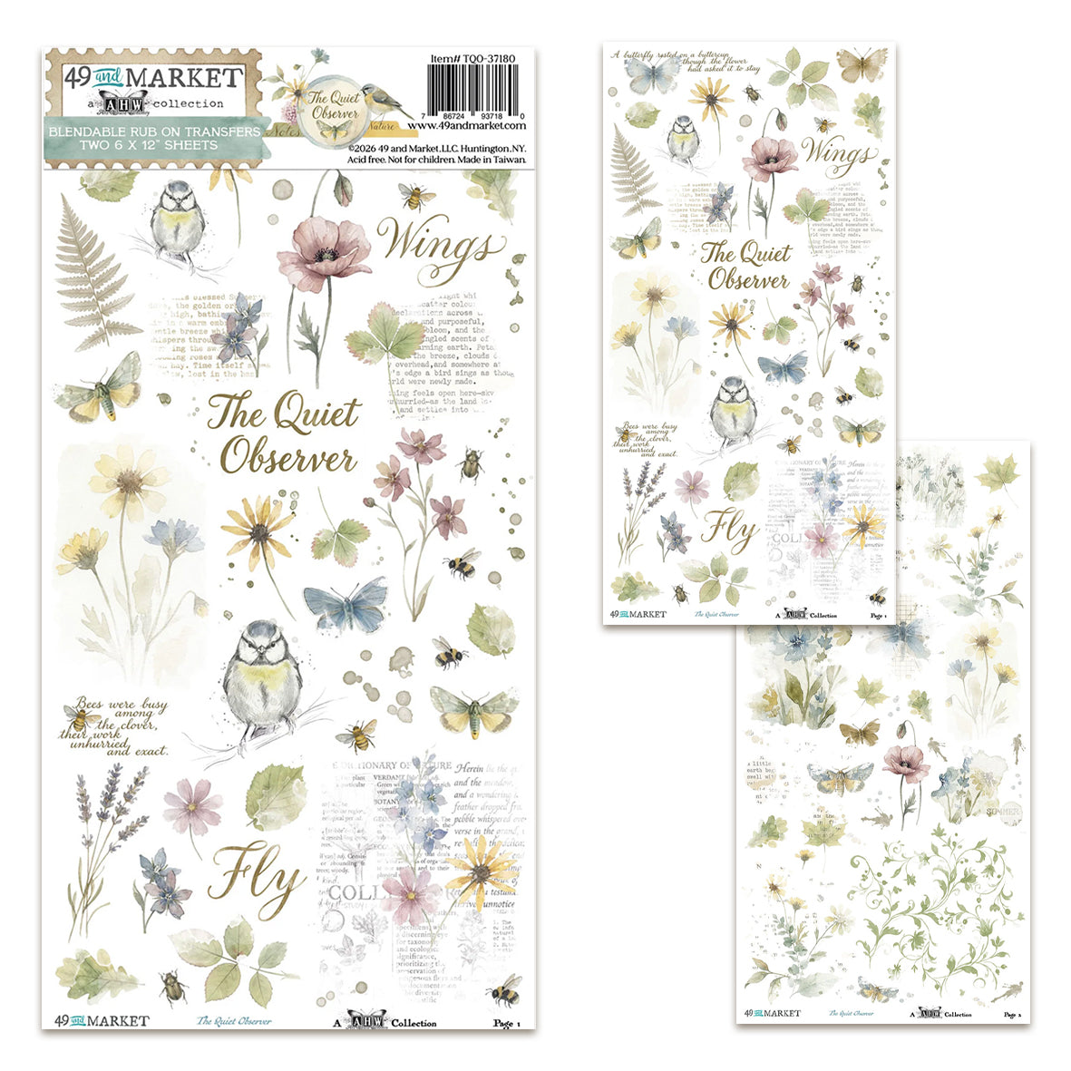 49 And Market The Quiet Observer 6x12 Inch Blendable Rub-on Transfer Set by Arthouse Whimsy
