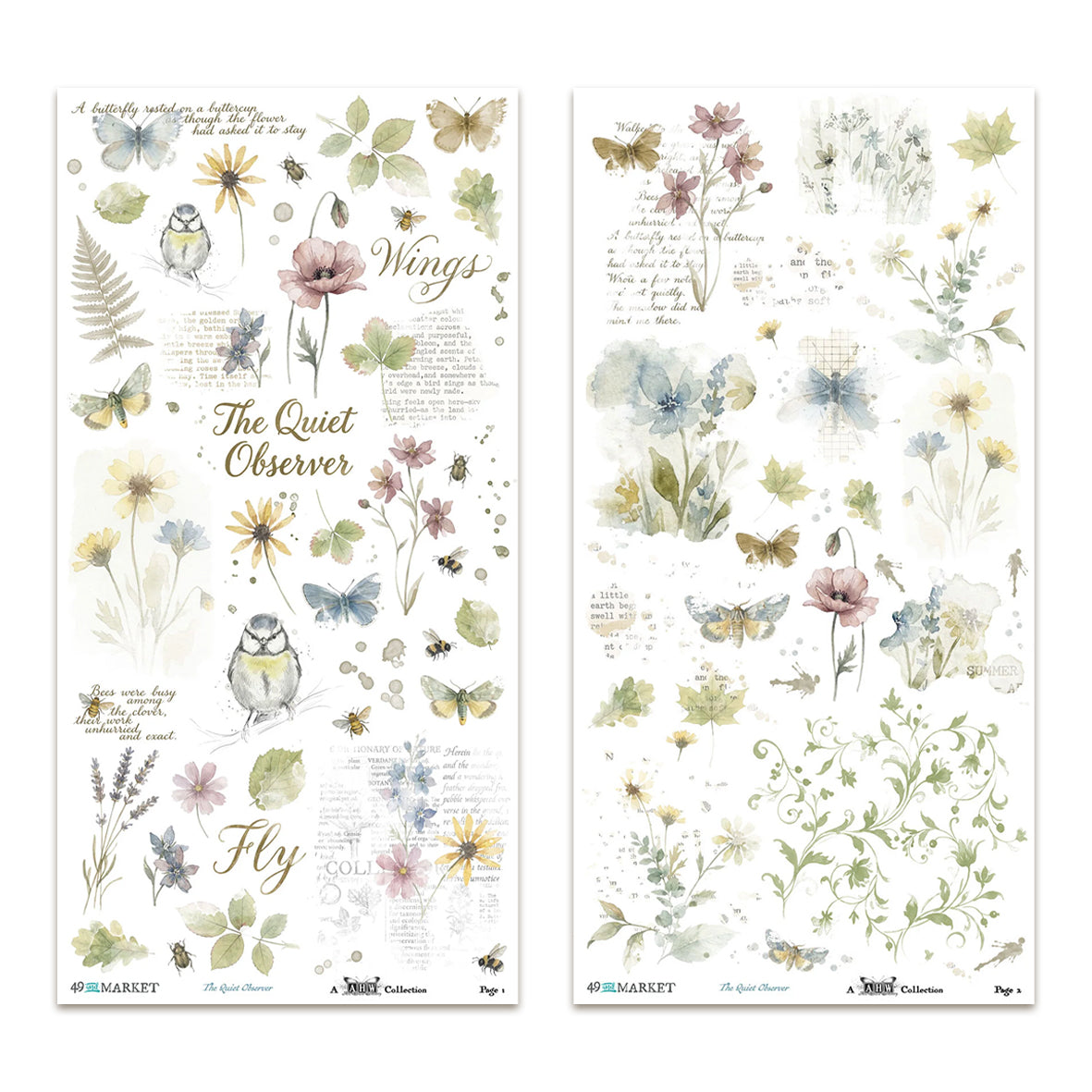 49 And Market The Quiet Observer 6x12 Inch Blendable Rub-on Transfer Set by Arthouse Whimsy