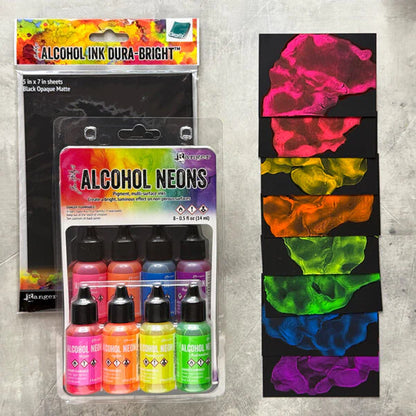 Ranger Tim Holtz® Alcohol Ink Dura-Bright Black, 5" x 7", 10pcs