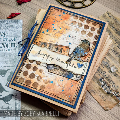 Stampers Anonymous Tim Holtz Clear Stamps and Stencil Silhouette Birds, Stitches, Dotted and Dashes