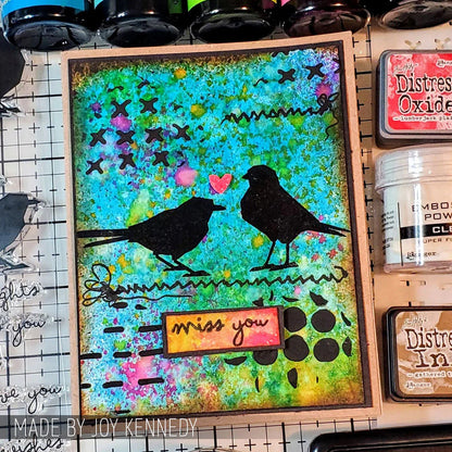 Stampers Anonymous Tim Holtz Clear Stamps and Stencil Silhouette Birds, Stitches, Dotted and Dashes