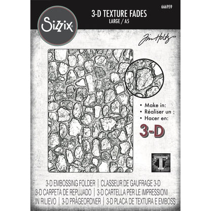 Sizzix 3-D Texture Fades Embossing Folder A5 by Tim Holtz Cobblestone