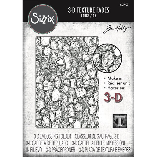 Sizzix 3-D Texture Fades Embossing Folder A5 by Tim Holtz Cobblestone