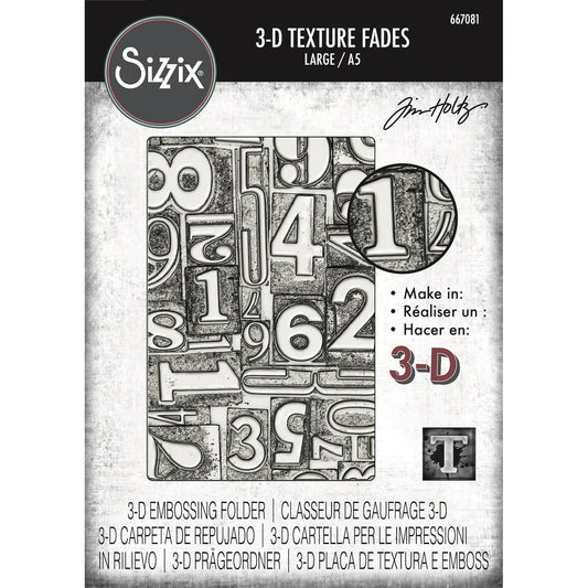 Sizzix 3-D Texture Fades Embossing Folder A5 by Tim Holtz Numbered